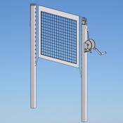 Poteau pickleball extérieur acier galvanisé 3 po, sans ancrage, couvercle et avec corde sur le treuil