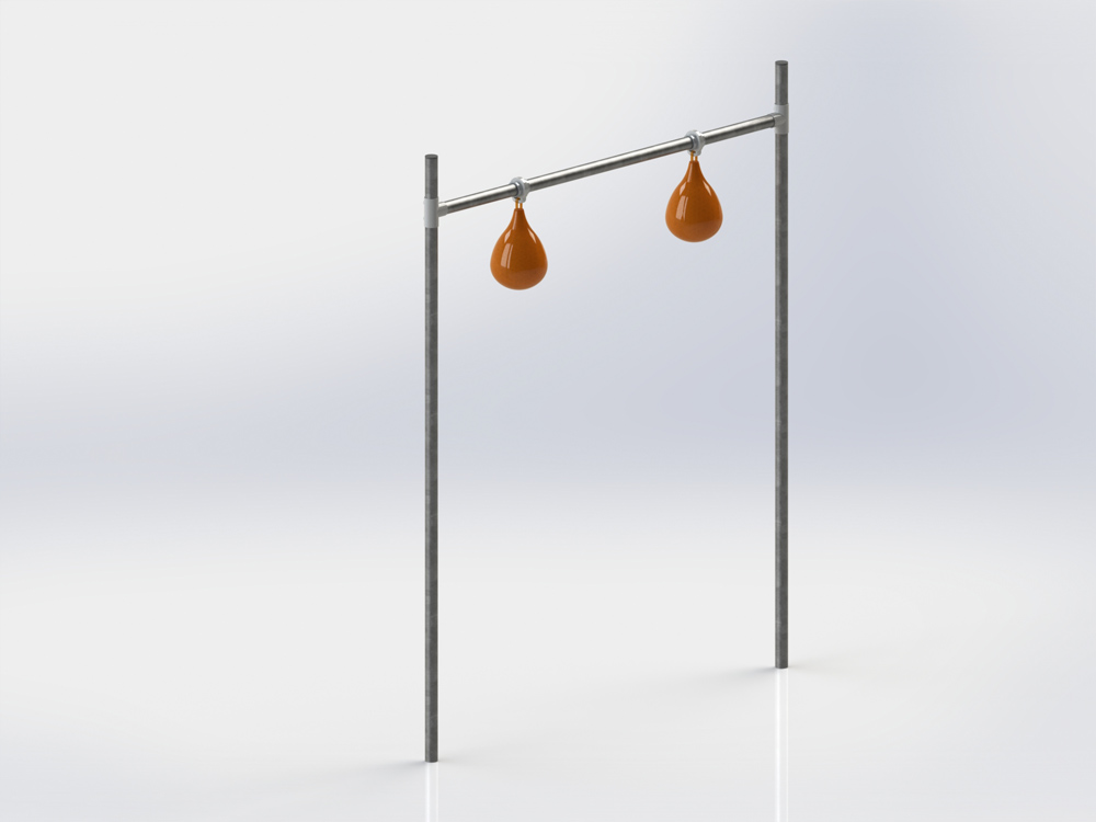 Structure ballon poing double galvanisé ajustable en hauteur avec virole HDPE