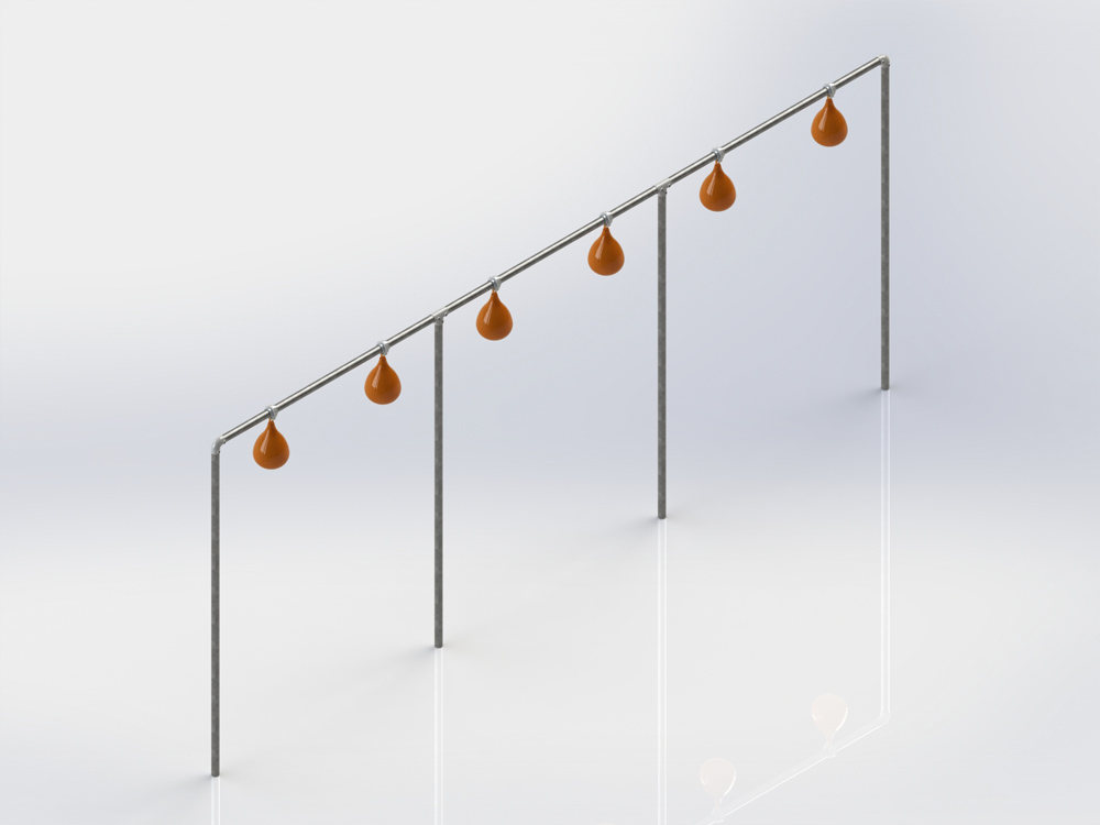 Structure ballon poing 6 ballons galvanisé démontable avec virole HDPE