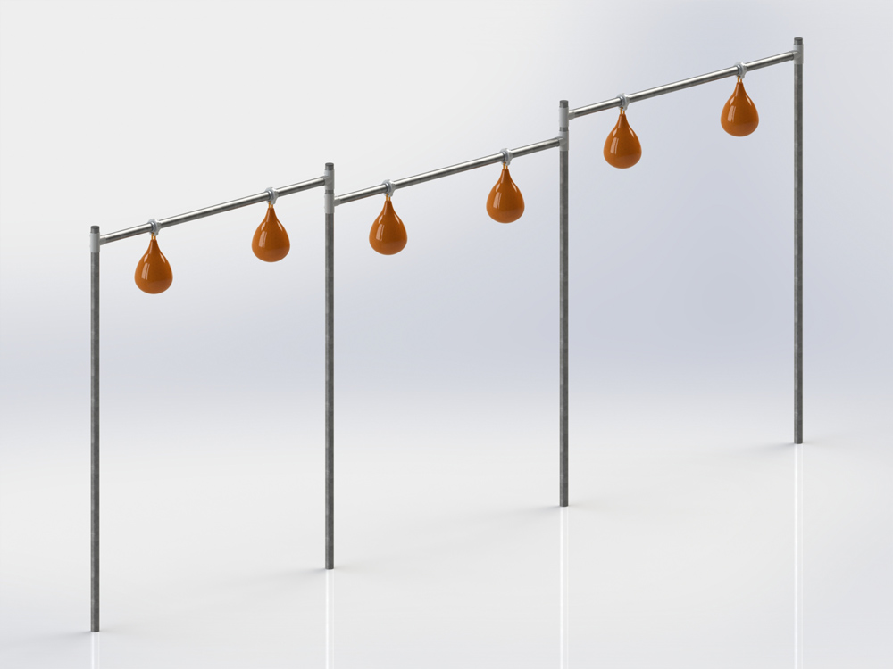 Structure ballon poing 6 ballons galvanisé ajustable avec virole HDPE