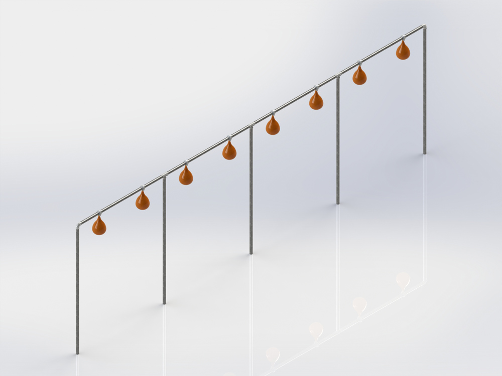 Structure ballon poing 8 ballons galvanisé démontable avec virole HDPE