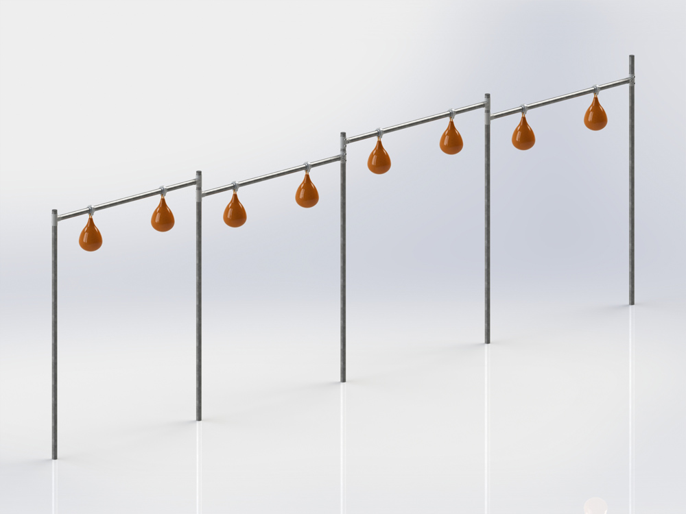 Structure ballon poing 8 ballons galvanisé ajustable avec virole HDPE