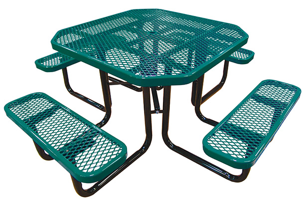 Table carrés à coins arrondis en acier déployé de 46&nbsp;pouces