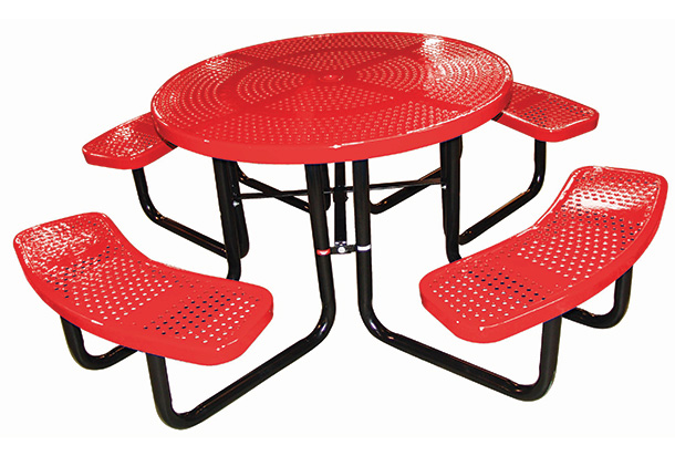 Table ronde en acier perforé de 46&nbsp;pouces